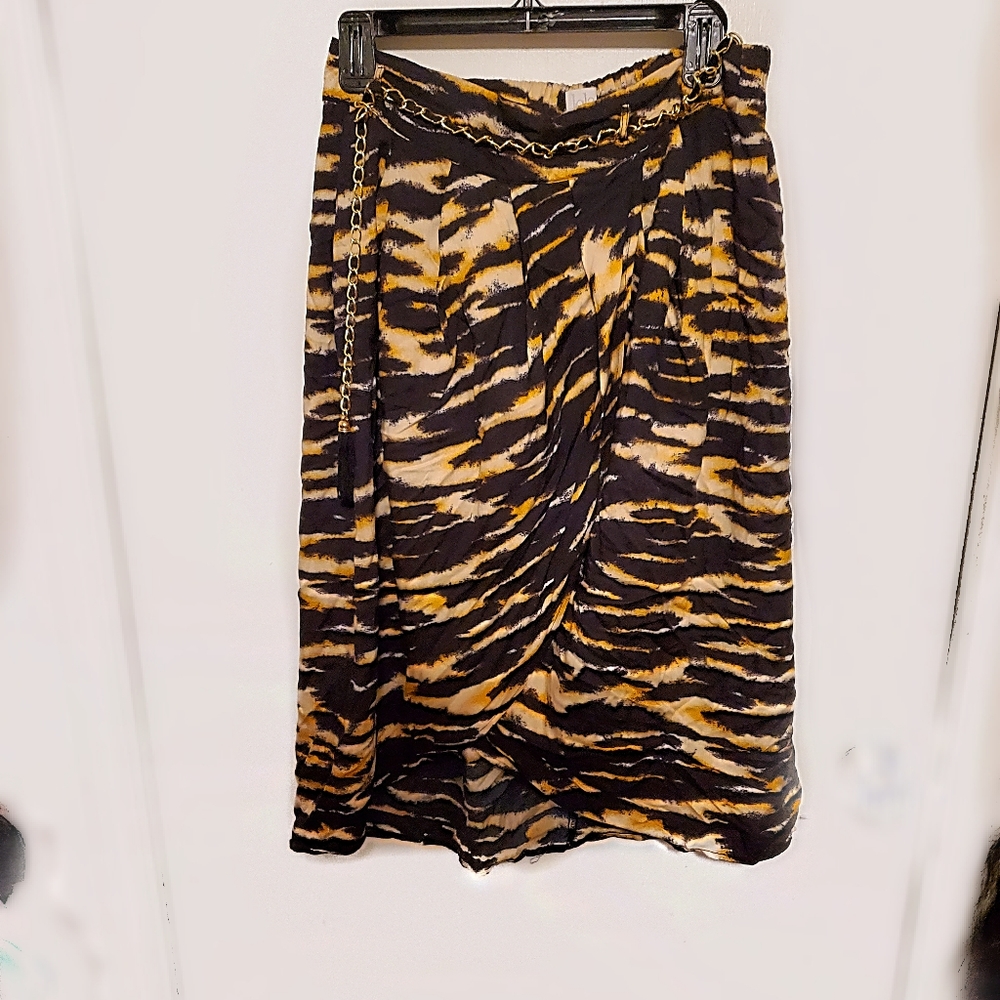 Lola Animal Print Skirt w/chain belt